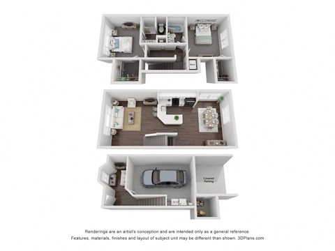Floor plan for 2 beds, 2 baths, 1328 sqft